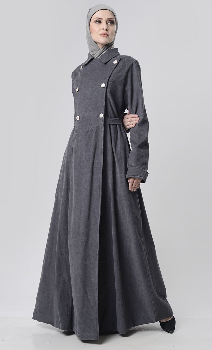 Front Double Side Button Corduroy Layer Jacket