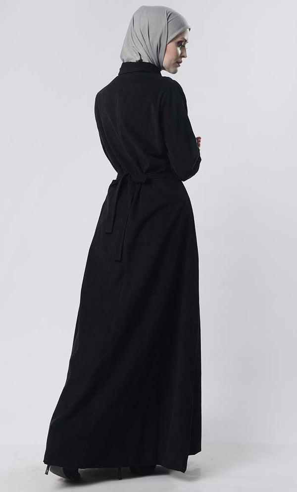 Front Bouble Side Button Corduroy Layer Jacket - EastEssence.com