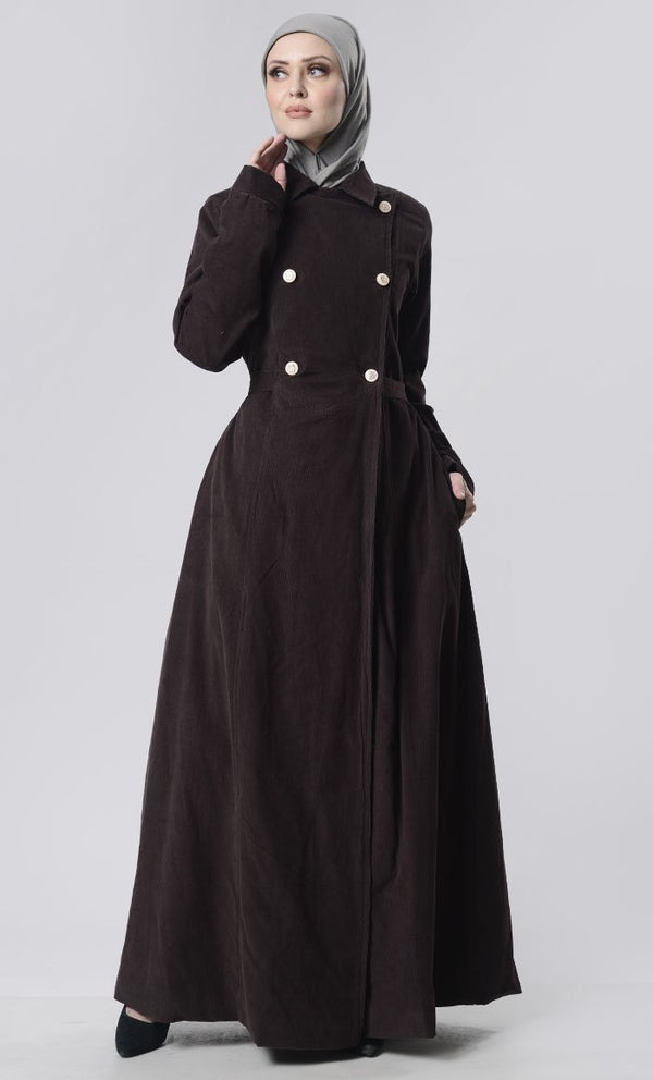 Front Bouble Side Button Corduroy Layer Jacket - EastEssence.com