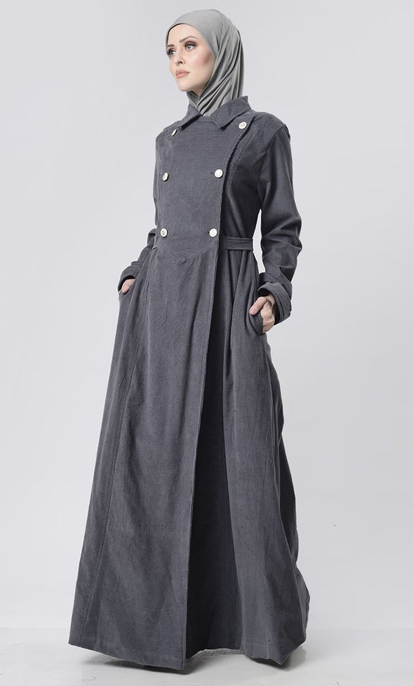 Front Double Side Button Corduroy Layer Jacket