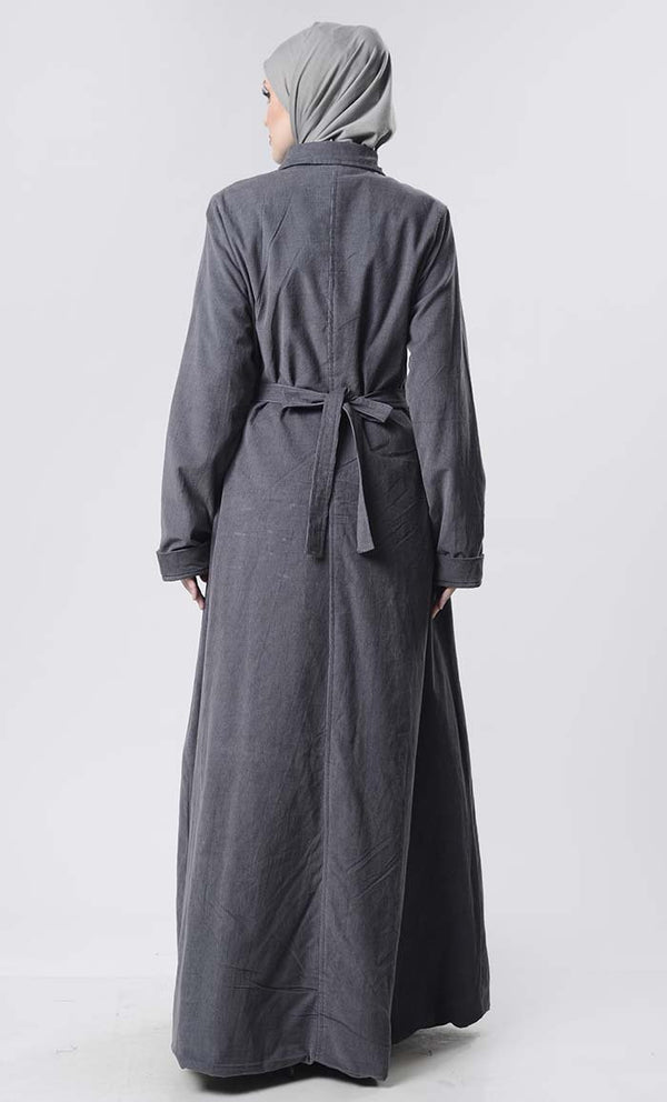 Front Double Side Button Corduroy Layer Jacket