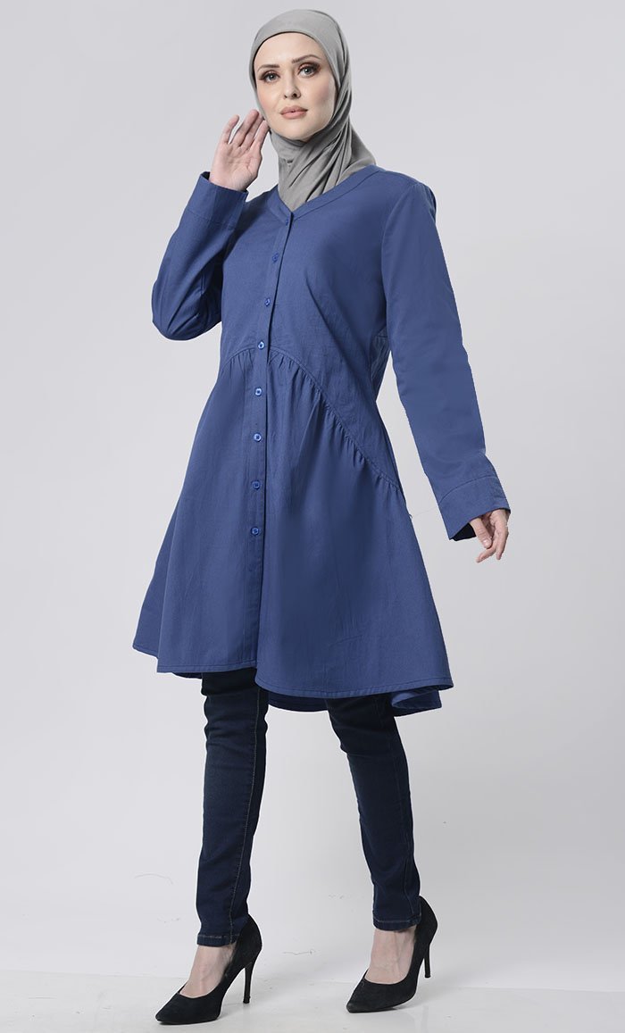 Front Button Down Basic Tunic - EastEssence.com