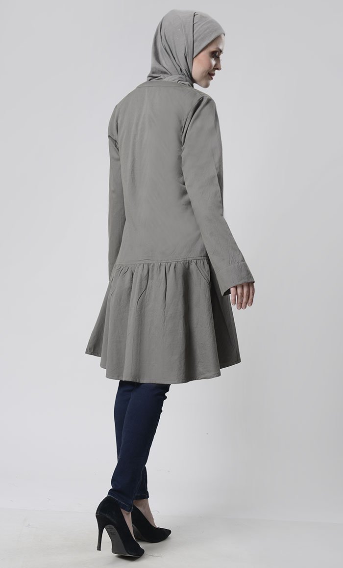 Front Button Down Basic Tunic - EastEssence.com