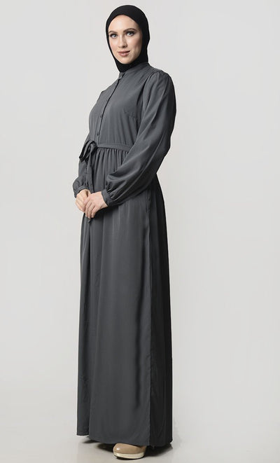 Front Button Down Crepe Modest Abaya - EastEssence.com