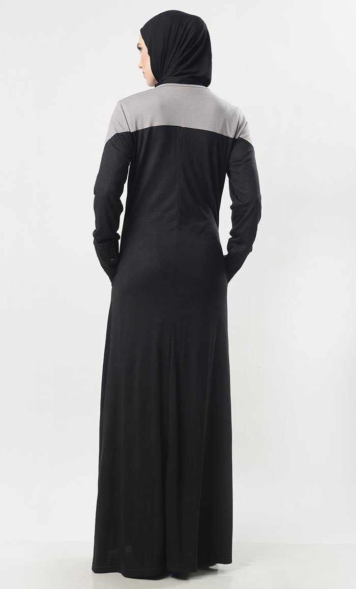 Front Button Down Jersey Modest Abaya - EastEssence.com