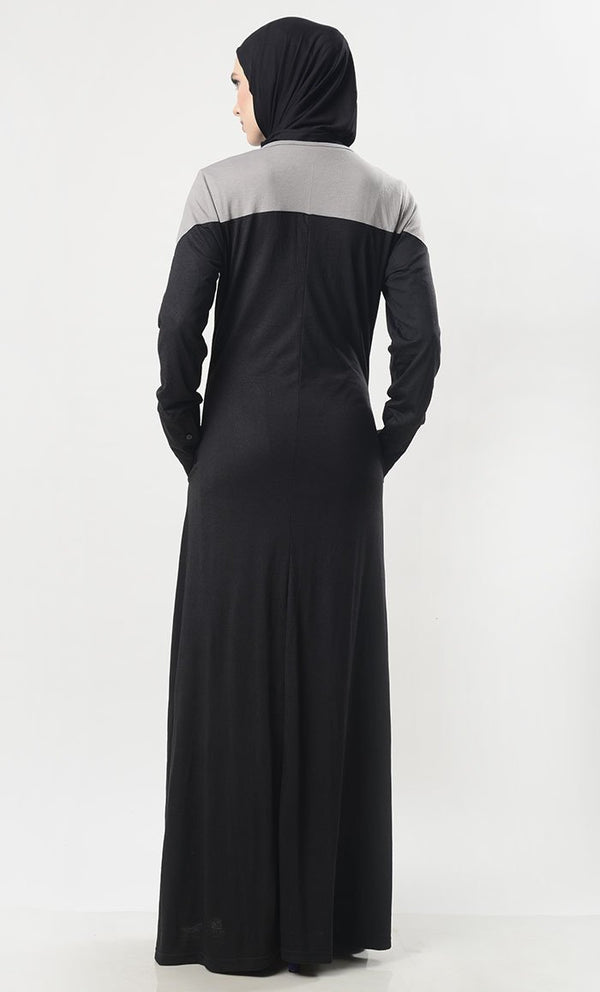 Front Button Down Jersey Modest Abaya - EastEssence.com