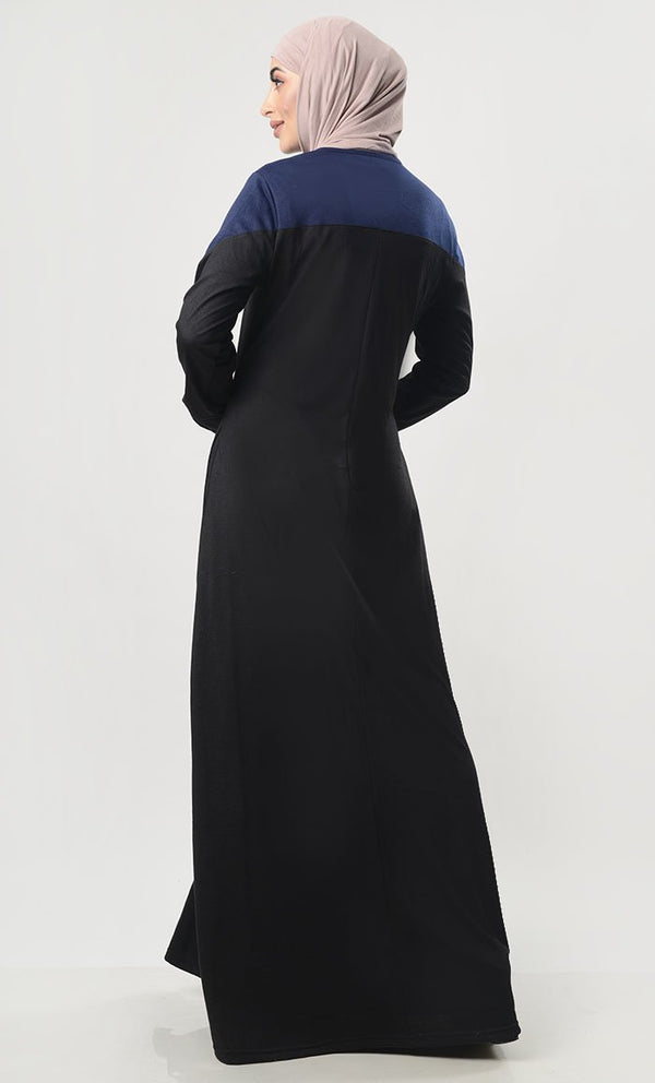 Front Button Down Jersey Modest Abaya - EastEssence.com