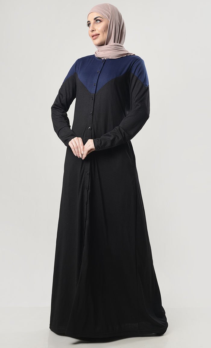 Front Button Down Jersey Modest Abaya - EastEssence.com
