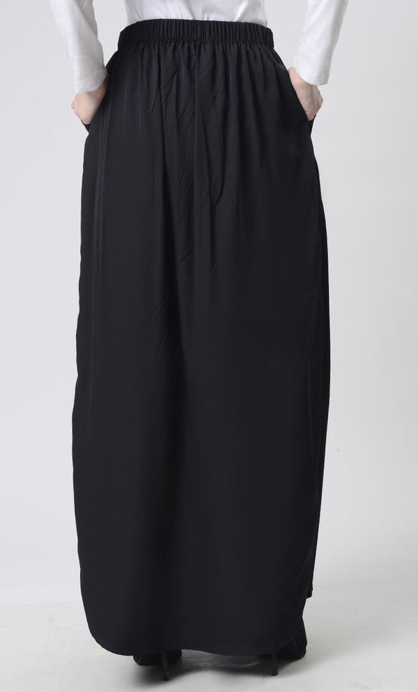 Front button elastic waist fit skirt - EastEssence.com