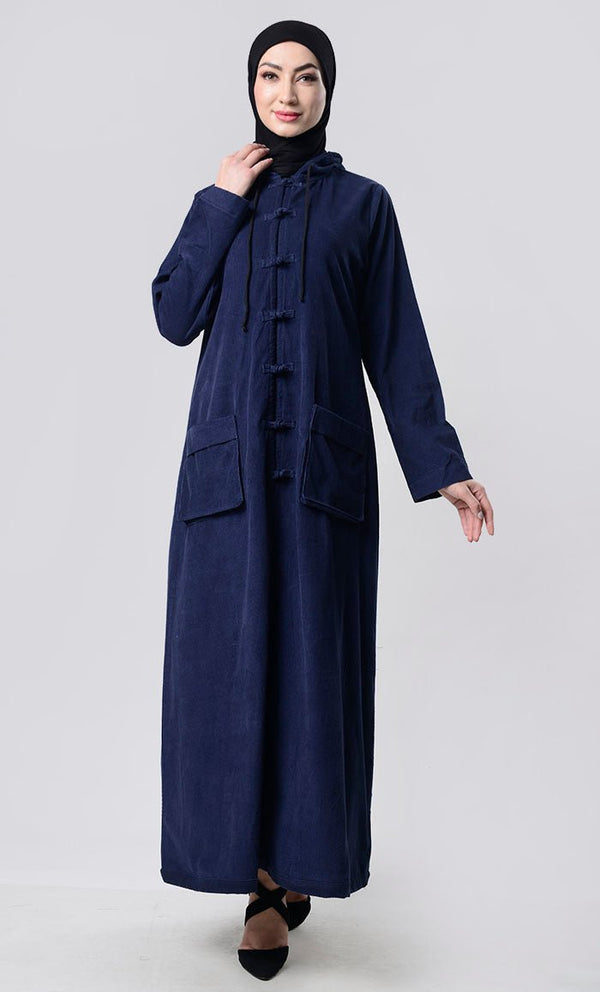 Front Knot Button Corduroy Layer Jacket