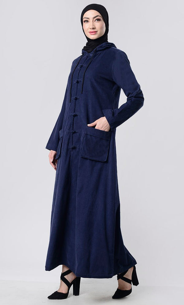 Front Knot Button Corduroy Layer Jacket