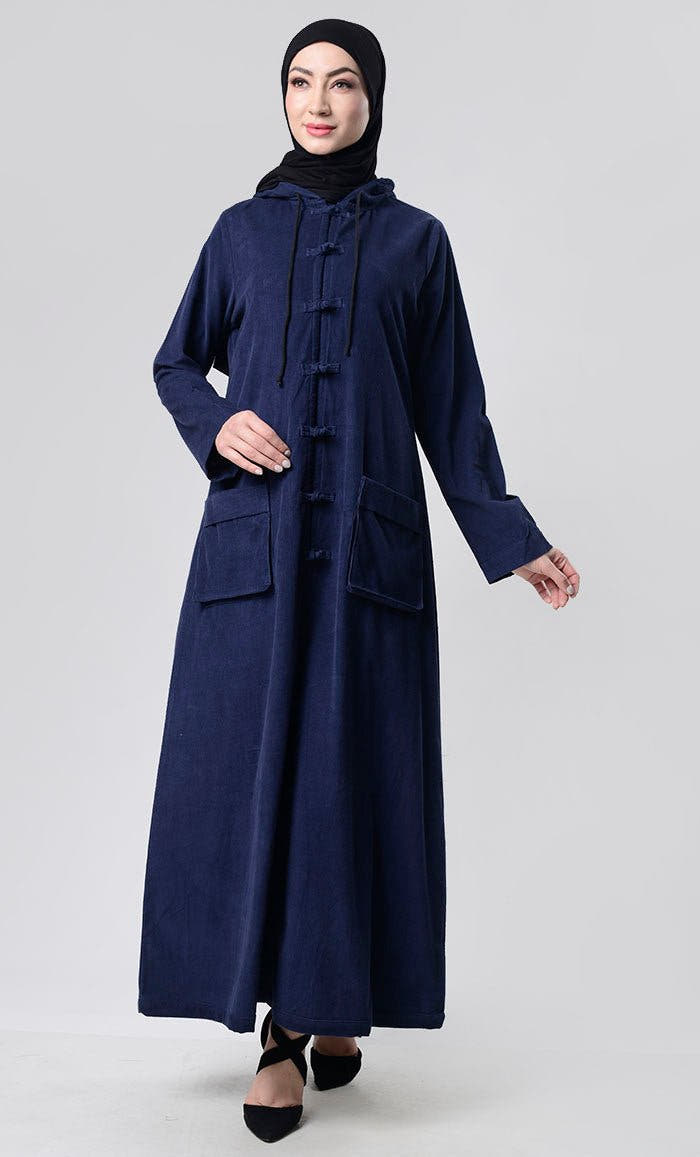 Front Knot Button Corduroy Layer Jacket