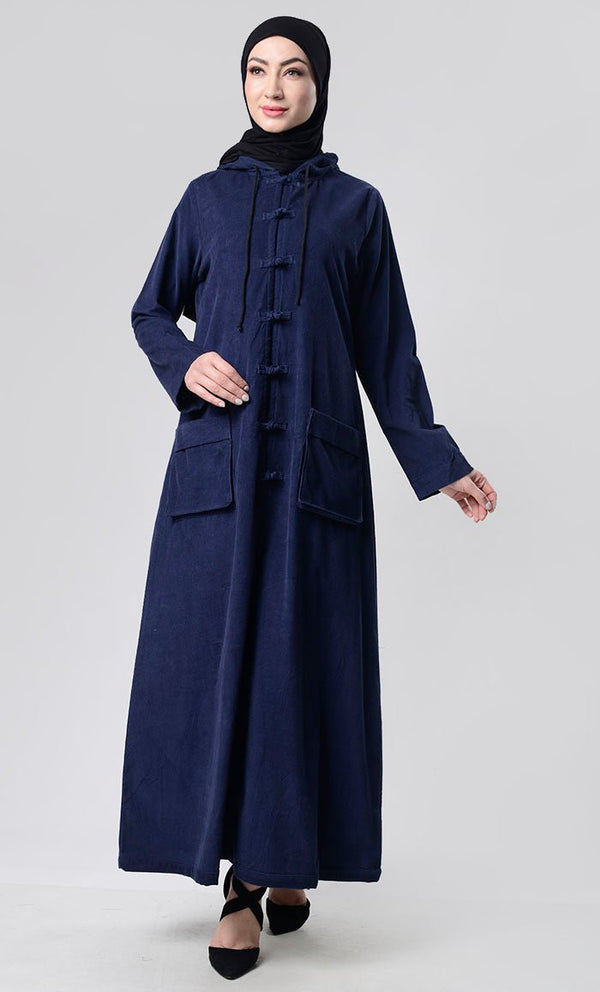 Front Knot Button Corduroy Layer Jacket