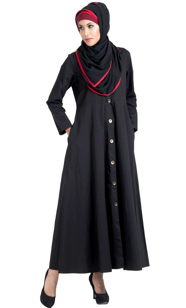 Front open basic Jilbab dress with hijab set - EastEssence.com