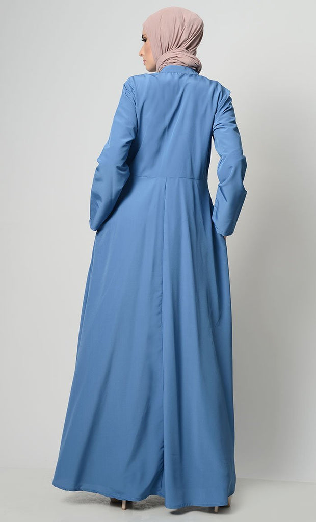 Front Pin Tuck Detailed Abaya