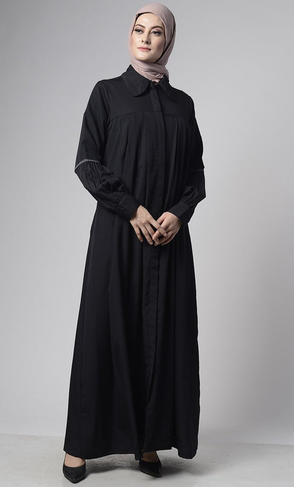 Front Pleated Everyday Stylish Abaya - EastEssence.com