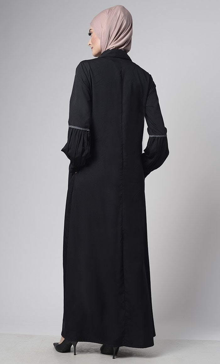 Front Pleated Everyday Stylish Abaya - EastEssence.com