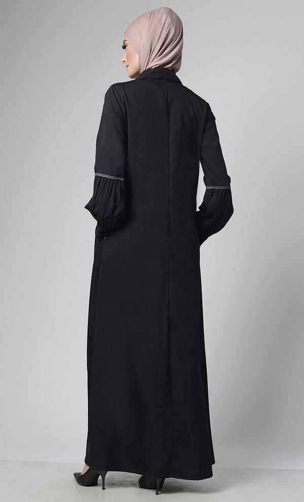 Front Pleated Everyday Stylish Abaya - EastEssence.com