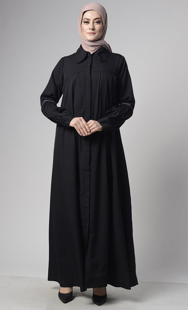 Front Pleated Everyday Stylish Abaya - EastEssence.com