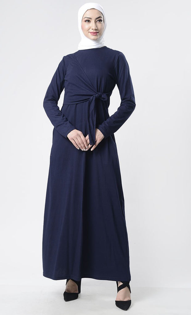 Front With Flap Abaya With Pockets