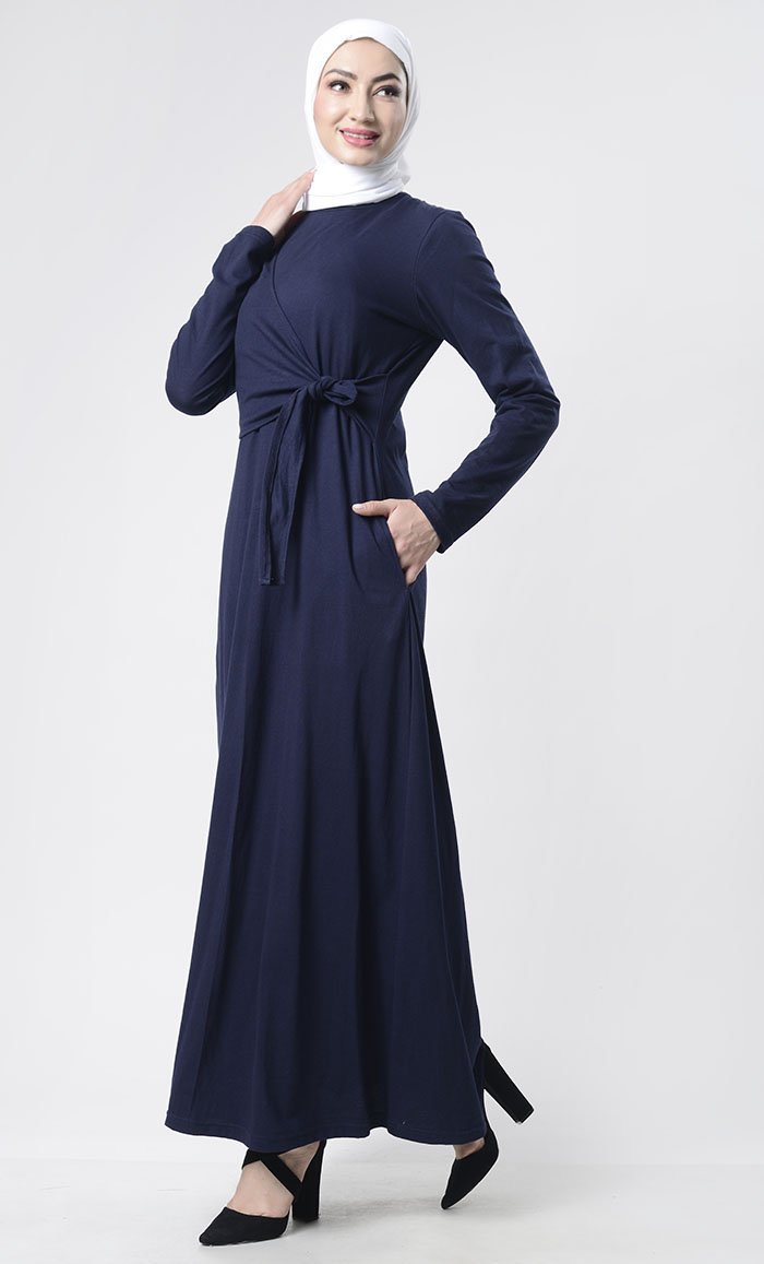 Front With Flap Abaya With Pockets