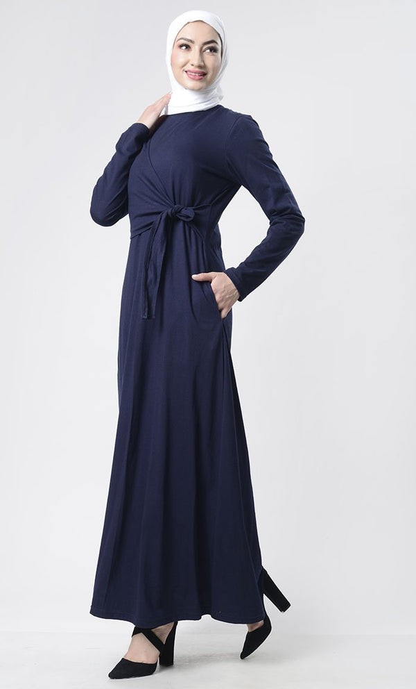 Front With Flap Abaya With Pockets