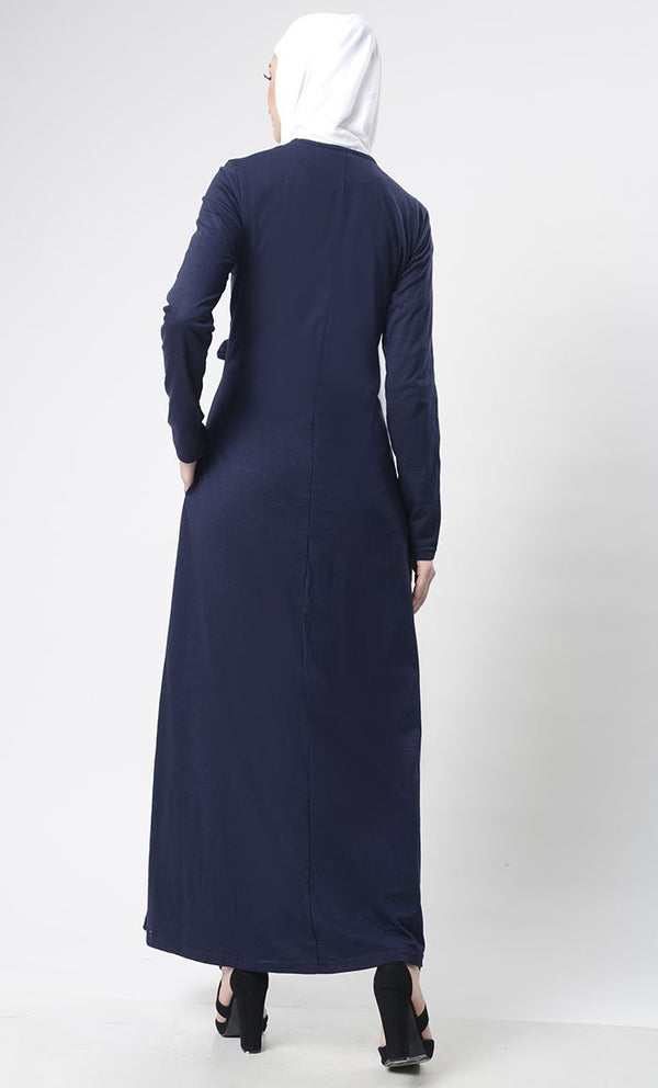 Front With Flap Abaya With Pockets