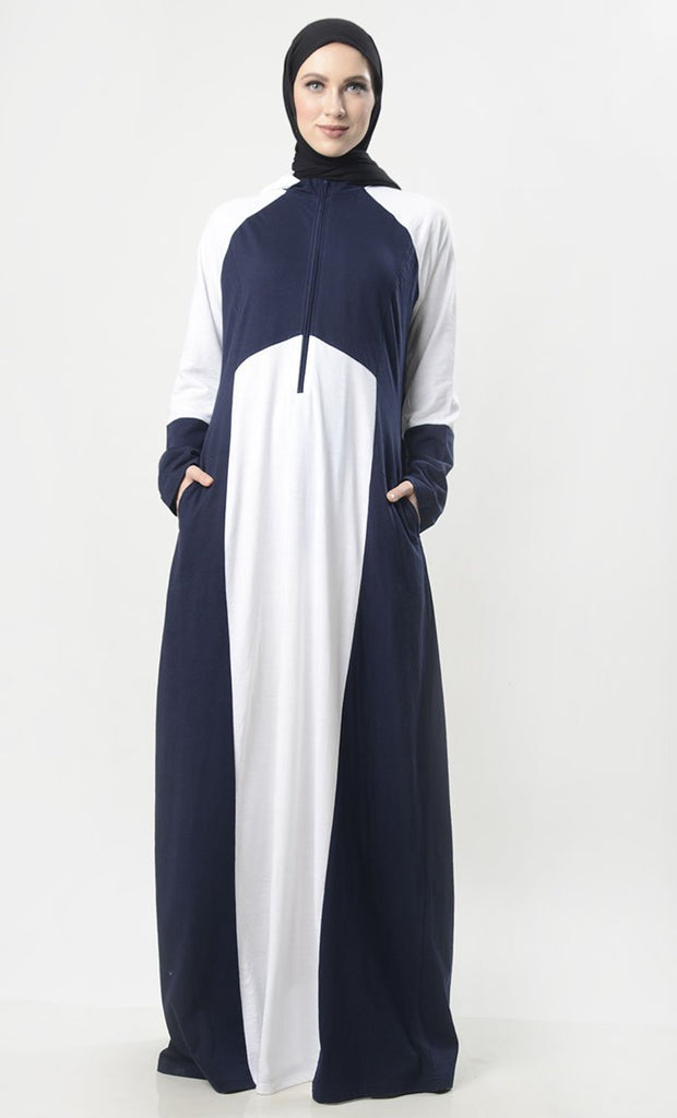 Front With Zipper Jersey Comfort Abaya - EastEssence.com
