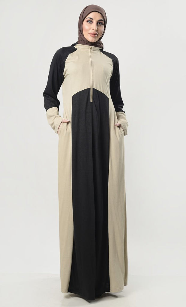 Front With Zipper Jersey Modest Abaya - EastEssence.com