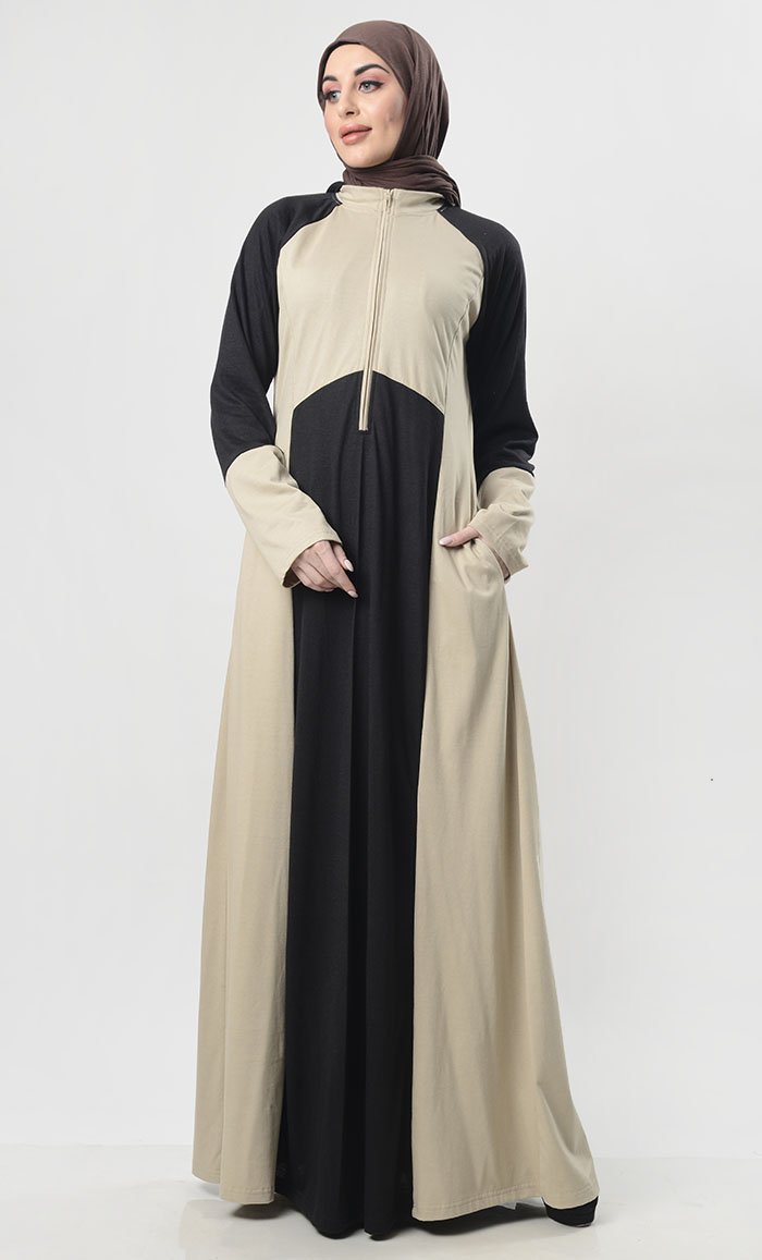 Front With Zipper Jersey Modest Abaya