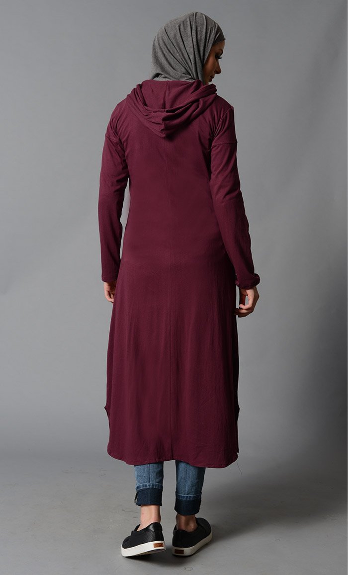 Front Zipper Full Length Hoodie - XS Maroon Front Zipper Full Length Hoodie - XS Maroon