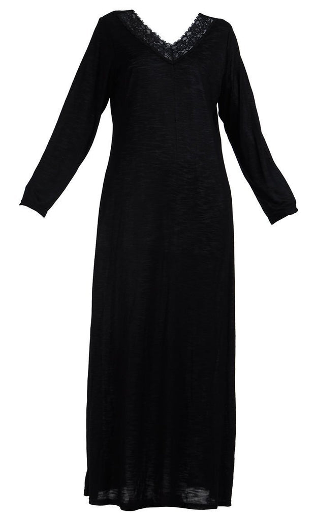 Full Sleeves And Laced Neckline Under Dress Slip On Lining - EastEssence.com