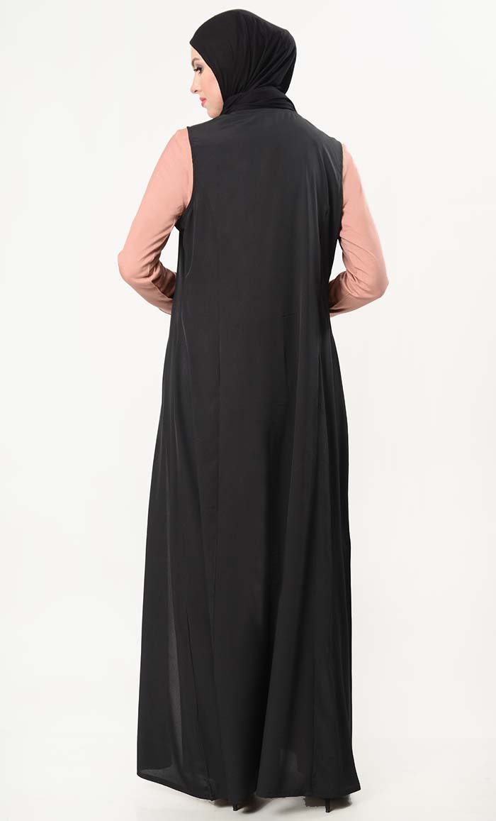 Geometric Embroidered Jumpsuit With Shrug - Burlwood - EastEssence.com