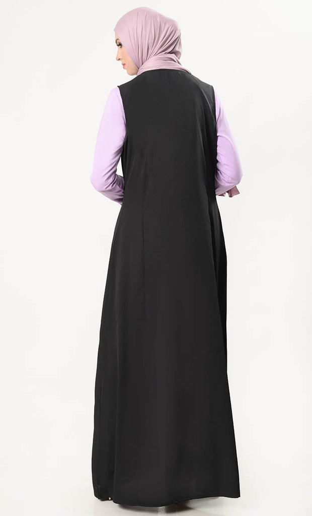 Geometric Embroidered Jumpsuit With Shrug - Lavender - EastEssence.com