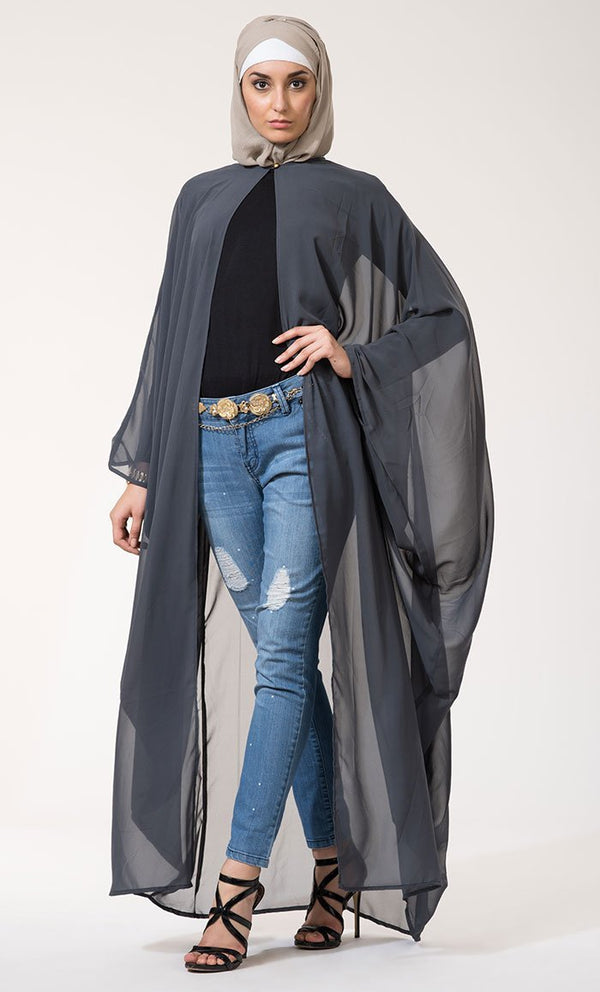 Georgette One button closure Cape Shrug-Final Sale - EastEssence.com