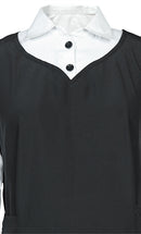 Girl's Islamic Black Uniform With White Attached Neck And Sleeves - EastEssence.com