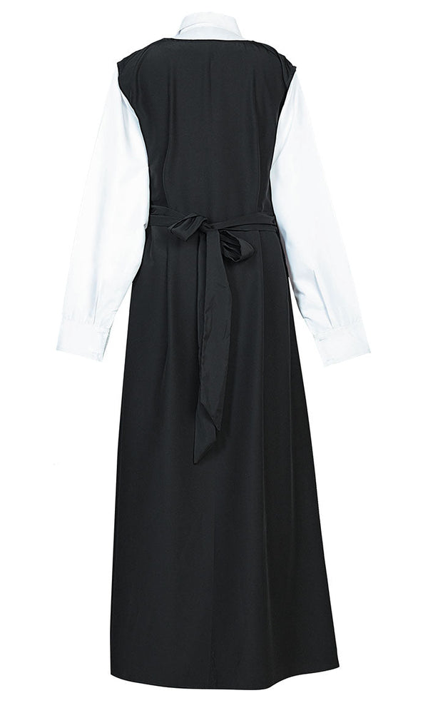 Girl's Islamic Black Uniform With White Attached Neck And Sleeves - EastEssence.com