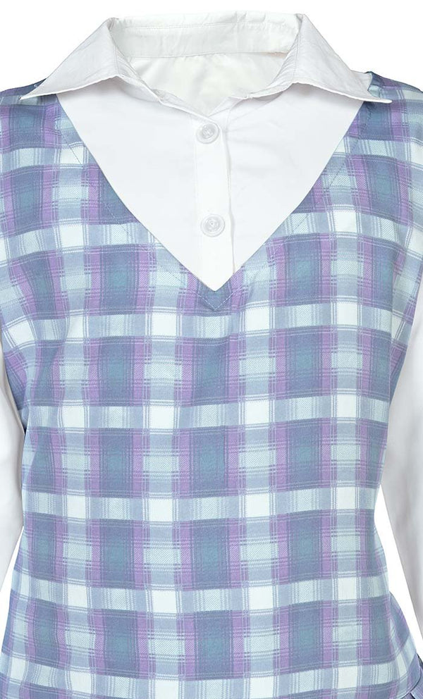 Girl's Islamic Check Printed Pleted Uniform With Pockets - EastEssence.com