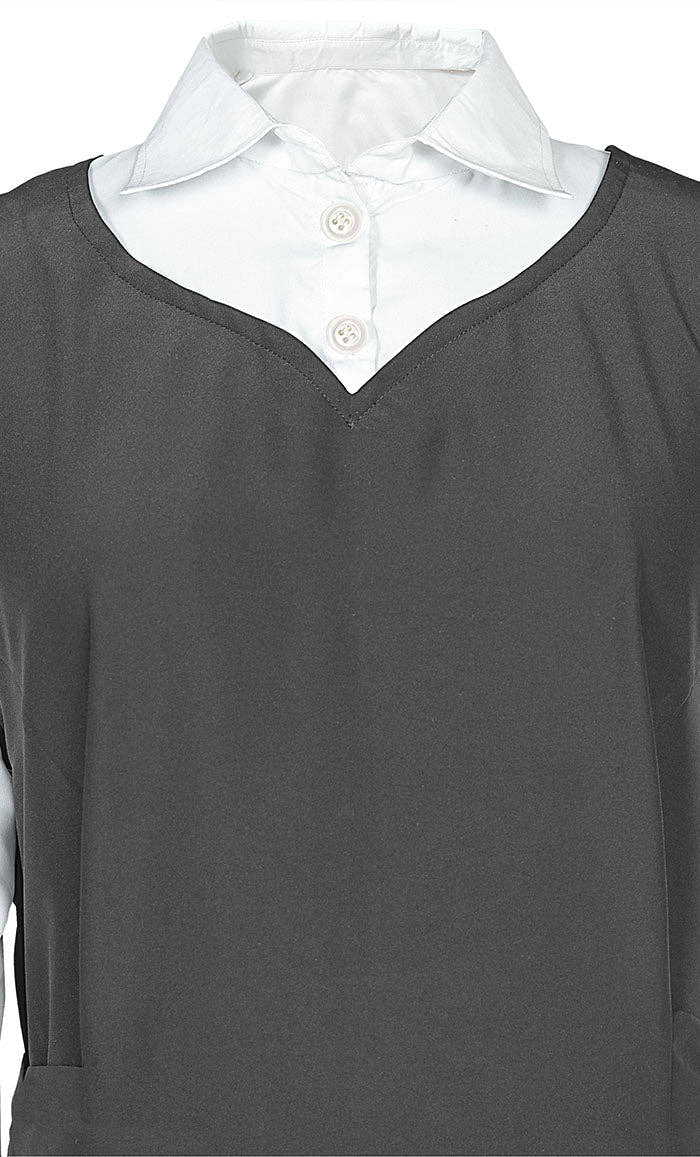Girl's Islamic Grey Uniform With White Attached Neck And Sleeves - EastEssence.com