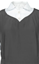 Girl's Islamic Grey Uniform With White Attached Neck And Sleeves - EastEssence.com