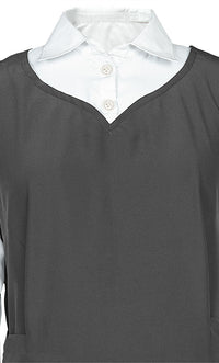 Girl's Islamic Grey Uniform With White Attached Neck And Sleeves - EastEssence.com