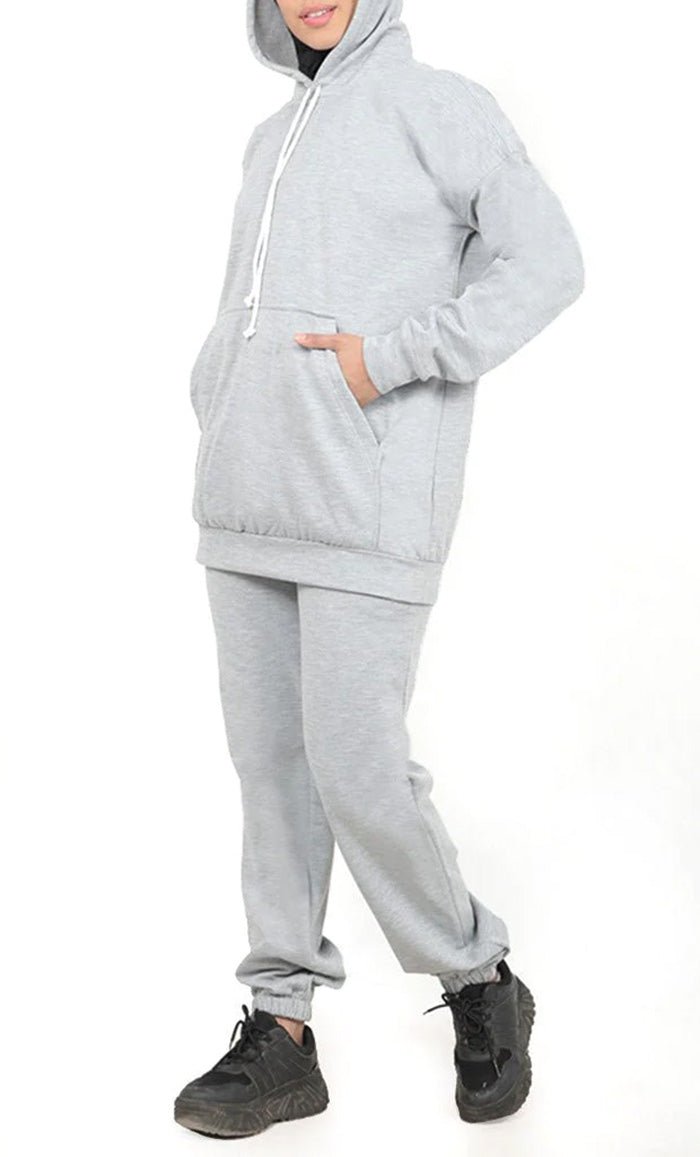 Girls Warm Grey Fleece Track Set - EastEssence.com
