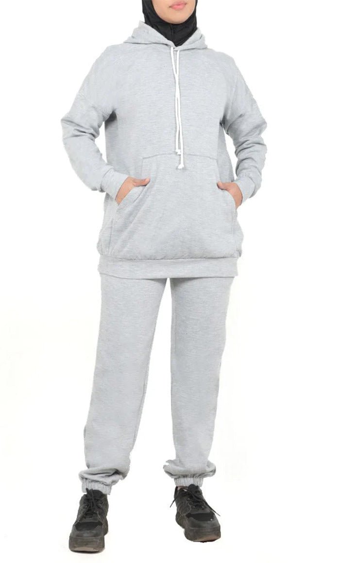 Girls Warm Grey Fleece Track Set - EastEssence.com