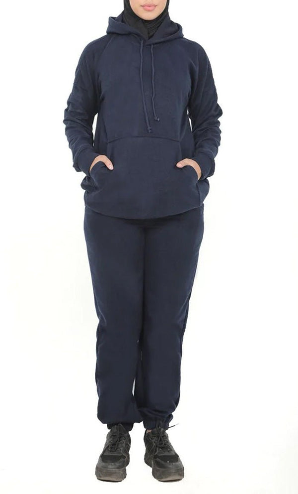 Girls Warm Navy Fleece Track Set - EastEssence.com