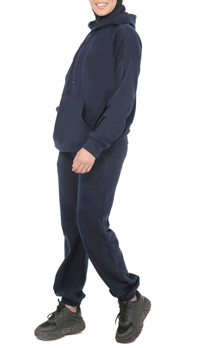 Girls Warm Navy Fleece Track Set - EastEssence.com