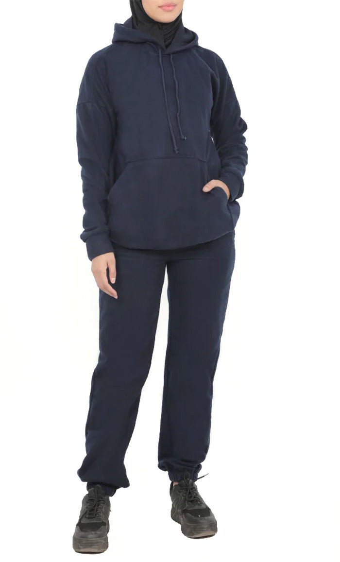 Girls Warm Navy Fleece Track Set - EastEssence.com
