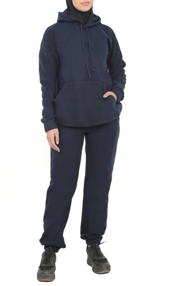Girls Warm Navy Fleece Track Set - EastEssence.com