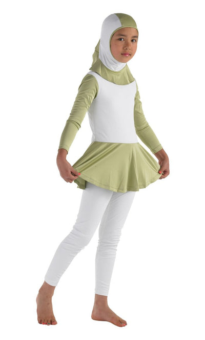 Girls white and green Swimwear Set - EastEssence.com