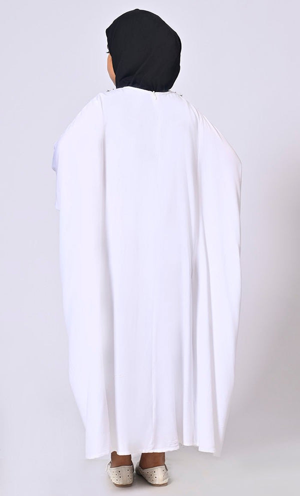 Girls White Kaftan Abaya