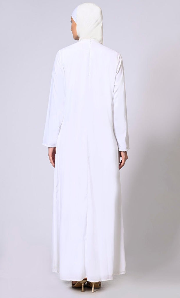 White Double Layered Abaya